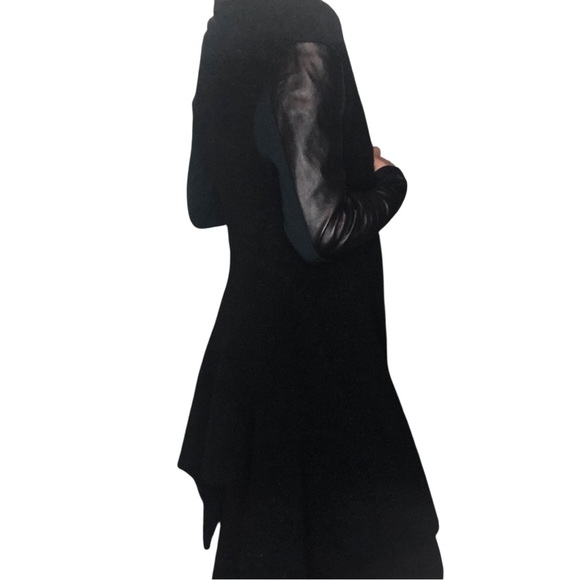 Space Couture Italy Sz 40 S Knit Coat Wool Alpaca Leather Green Assymetric hem - Picture 3 of 12